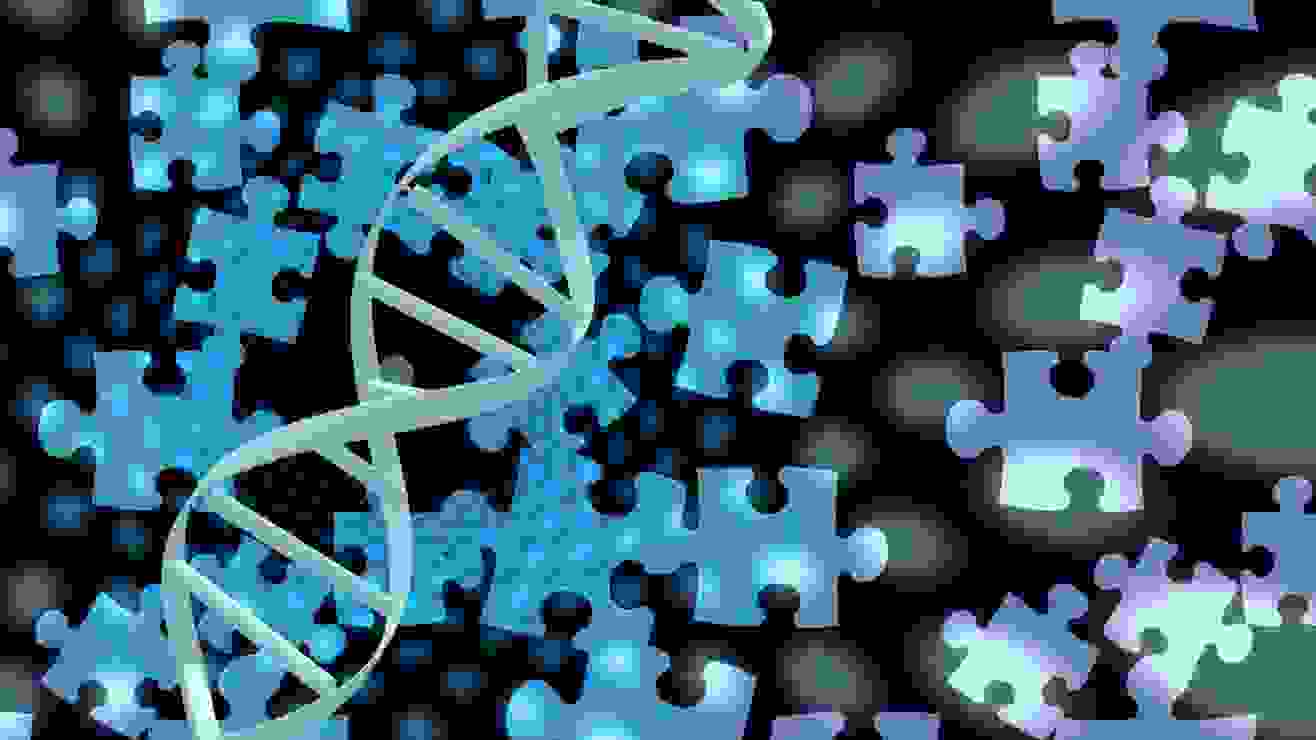 Representation of DNA jigsaw puzzle to illustrate genetic research